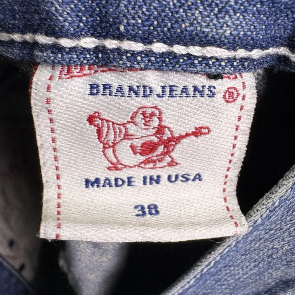 VTG Y2K True Religion Jeans Mens Blue 36x28 Flap Back Streetwear USA Stitch